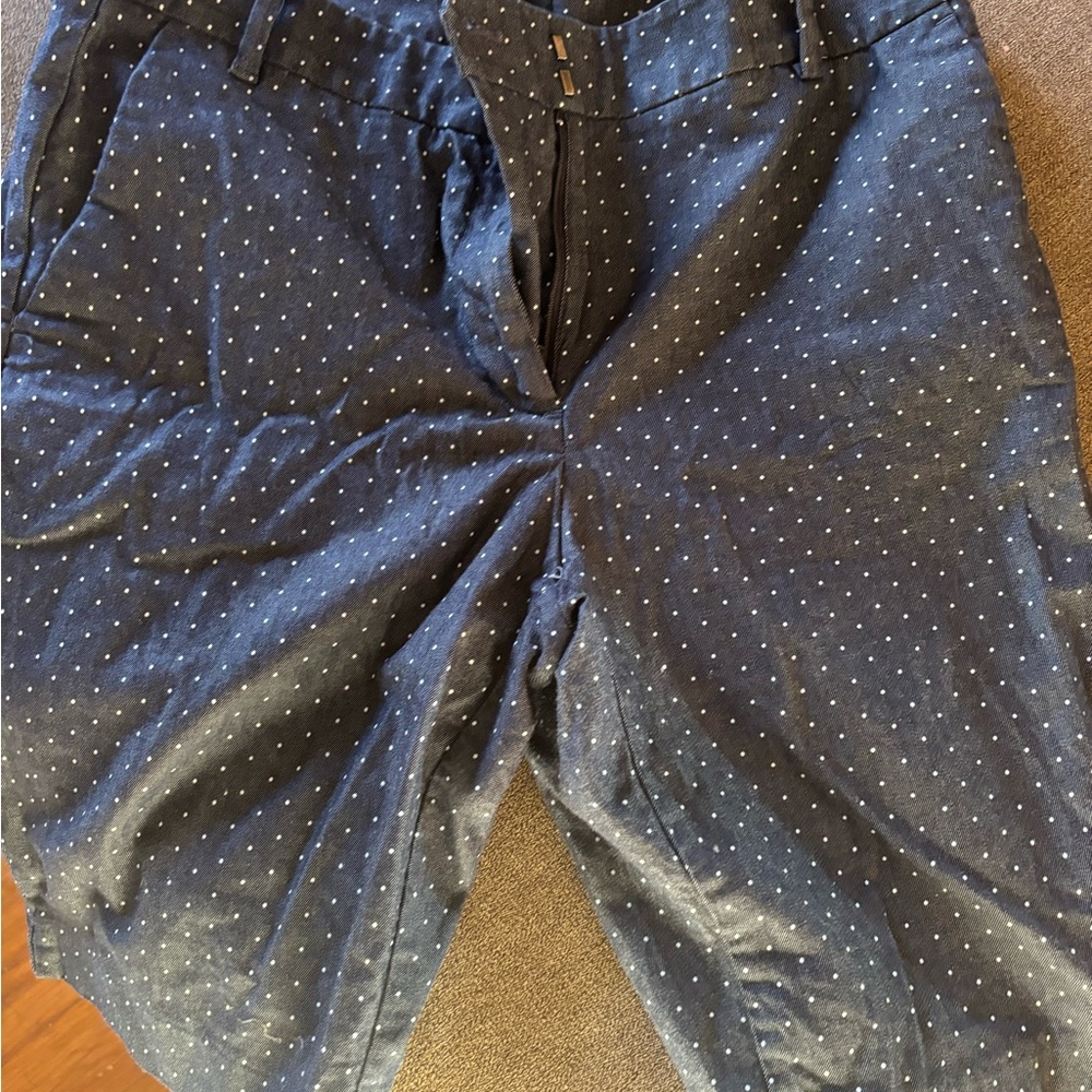 Ann Taylor Dark Blue Bermuda shorts with White Dots